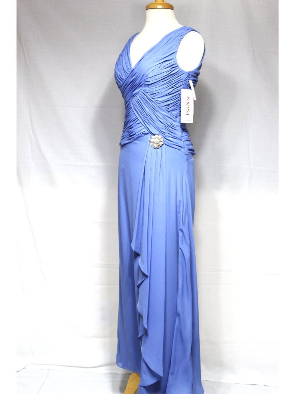 Poly USA #5734 Chiffon Mother's Formal Gown-Size Small-PERIWINKLE BLUE- NWTags - Picture 3 of 5